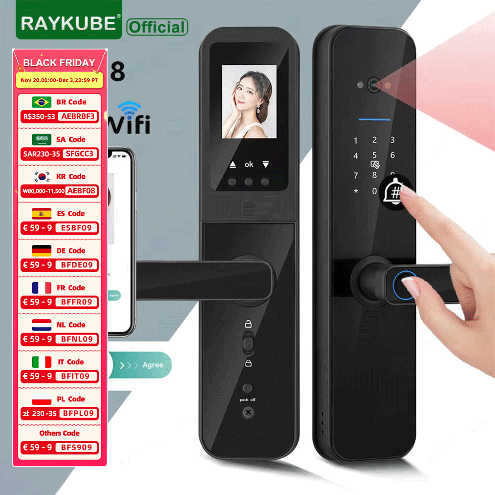 Letter Opener Brass - RAYKUBE F008 Tuya Wifi ثقب الباب